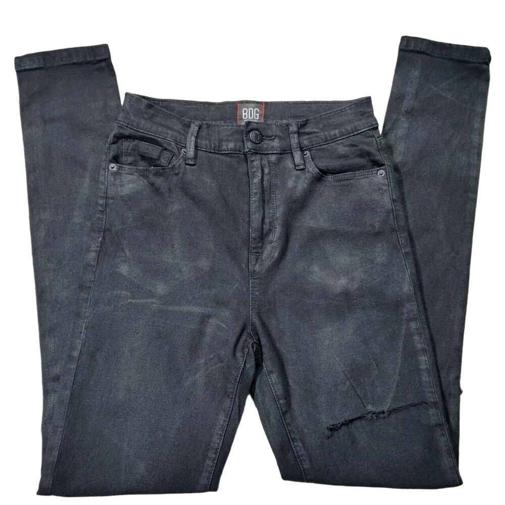 BDG Urban Outfitters Twig High-Rise Jeans Distressed Skinny Size 26 Black